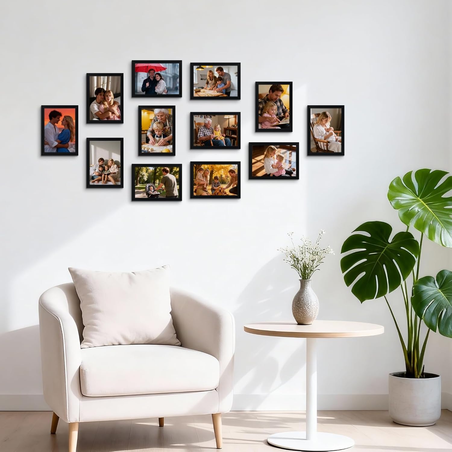 Schliersee 5x7 Black Picture Frames Set of 12, Elegant Collage Family Frame for 5 by 7 Photo, Wall and Tabletop Display