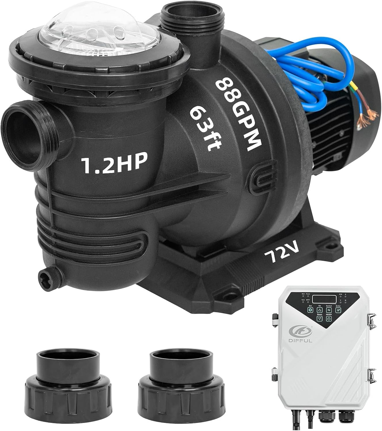 Solar Pool Pump Kit,Pond Pumps For Outdoor Ponds, 1.2 HP 88 GPM, DC