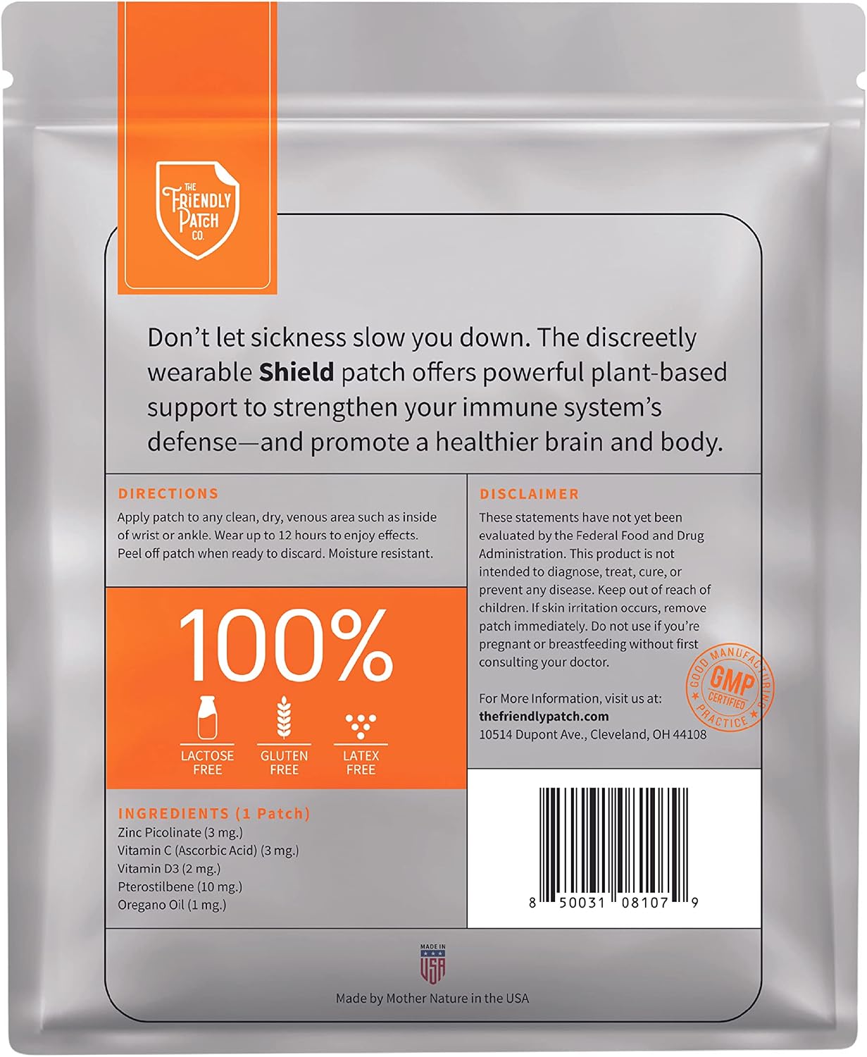 The Friendly Patch Shield Immune Patch - Vitamin D3, C & Zinc Patches - Wellness Patches - 28 Day Supply