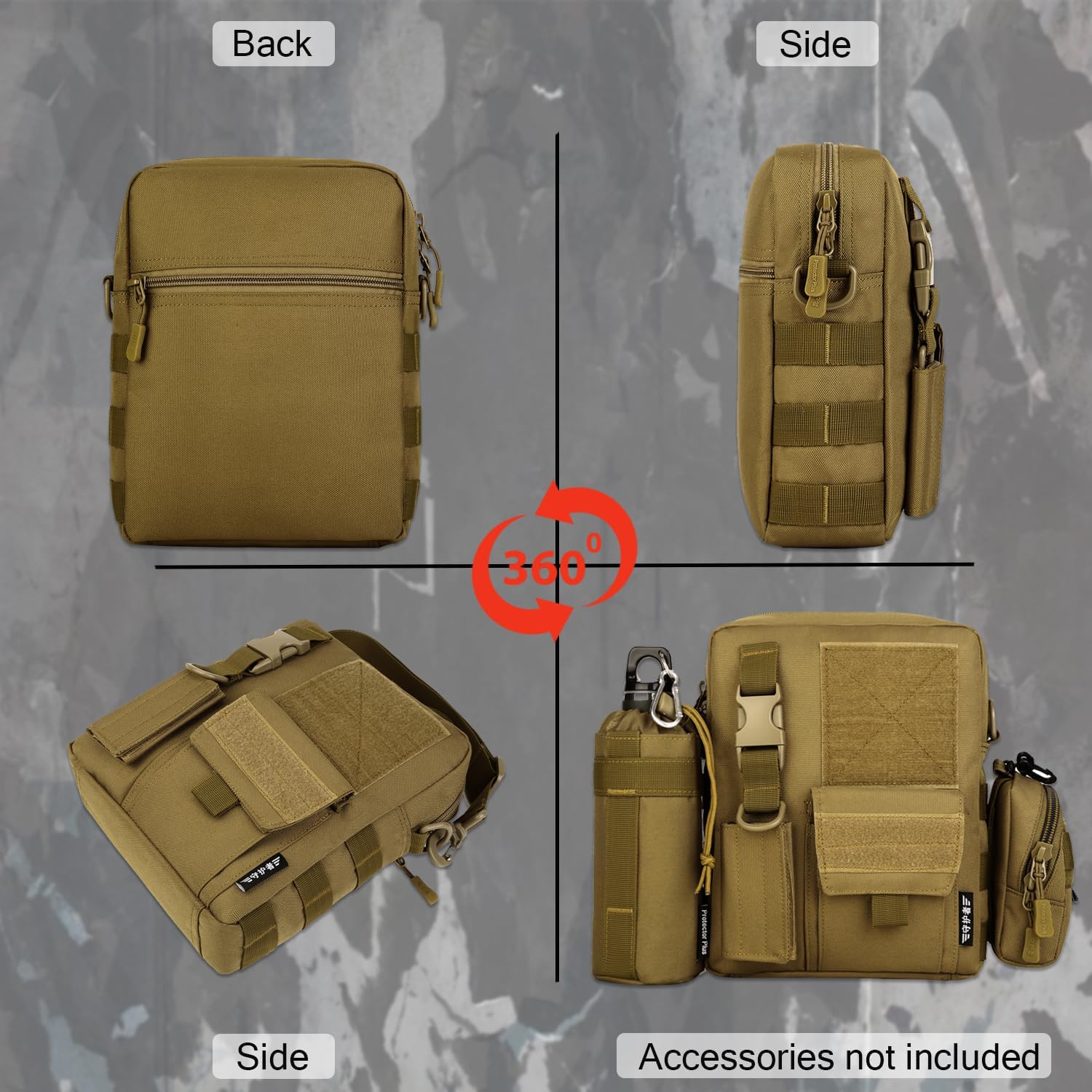 Protector Plus Tactical Messenger Bag Men Military MOLLE Crossbody Pack (Patch Included) | Tactical, Military, MOLLE, Patch Included