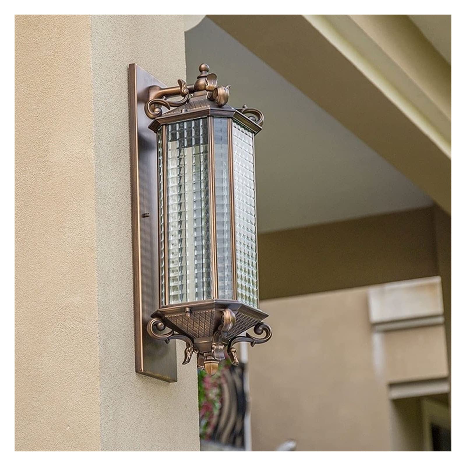 ZTCHSENZT Wall Lamp Outdoor Aluminum Light Antirust Rainproof Sconce Die-cast Aluminum Wall Mounted Lamp E27 Aisle LED Retro Villa Garden Glass Lantern