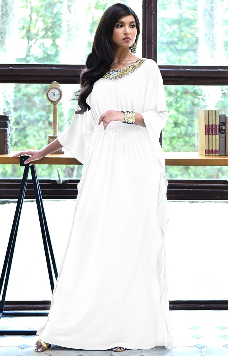 KOH KOH Womens Long Kaftan Flowy Casual Abaya Summer Evening Gown Maxi Dress - Image 3