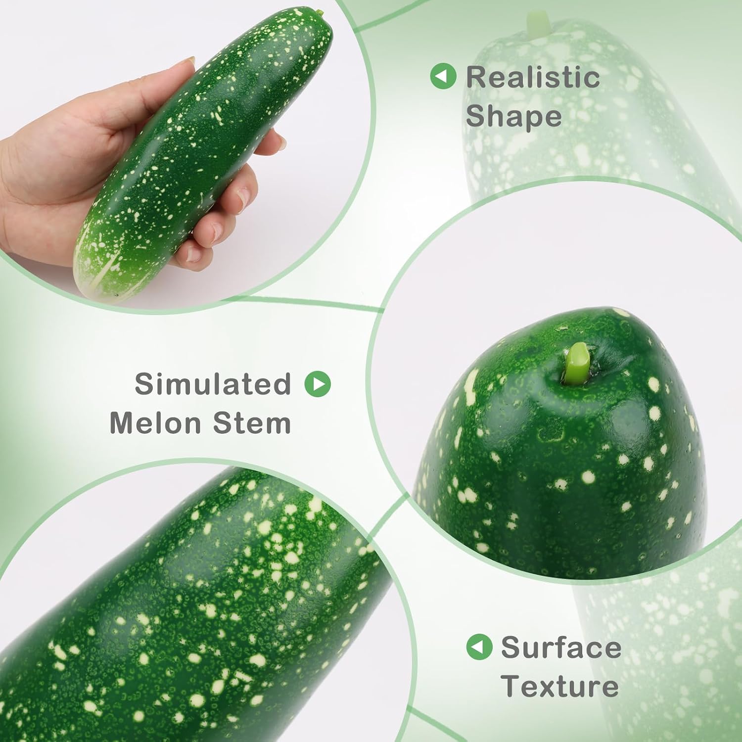 2 Pcs Fake Cucumber, Realistic Artificial Vegetable for Decoration | Realistic look,not fade or rot,shop,home kitchen farmhouse decor,photography props