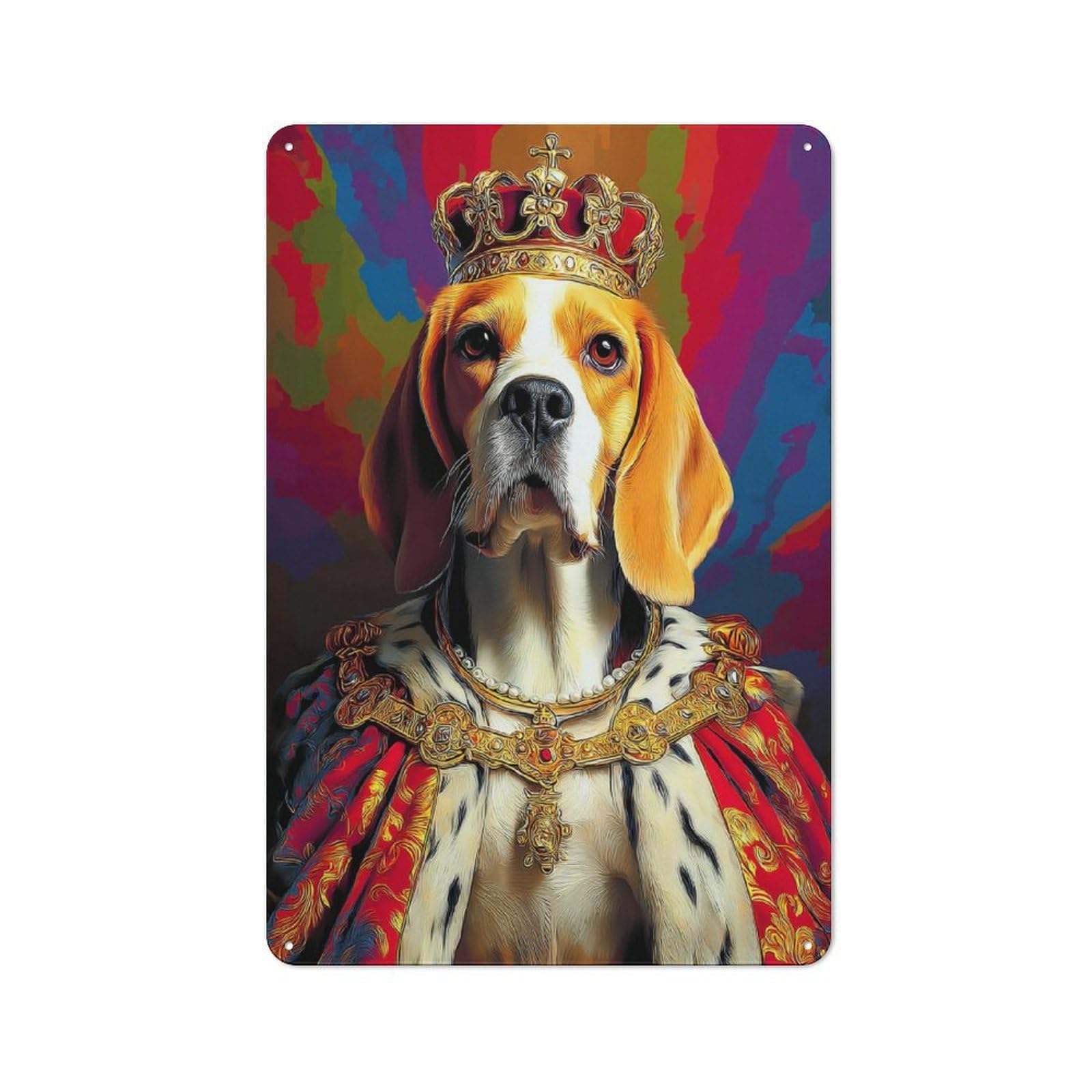 Junmoney Royal Canine Majesty Portrait -12 Metal Wall Sign 30X20cm, Retro Decor For Pub Or Café, For Vintage Wall Decor Fans, For Garage And Workshop Walls