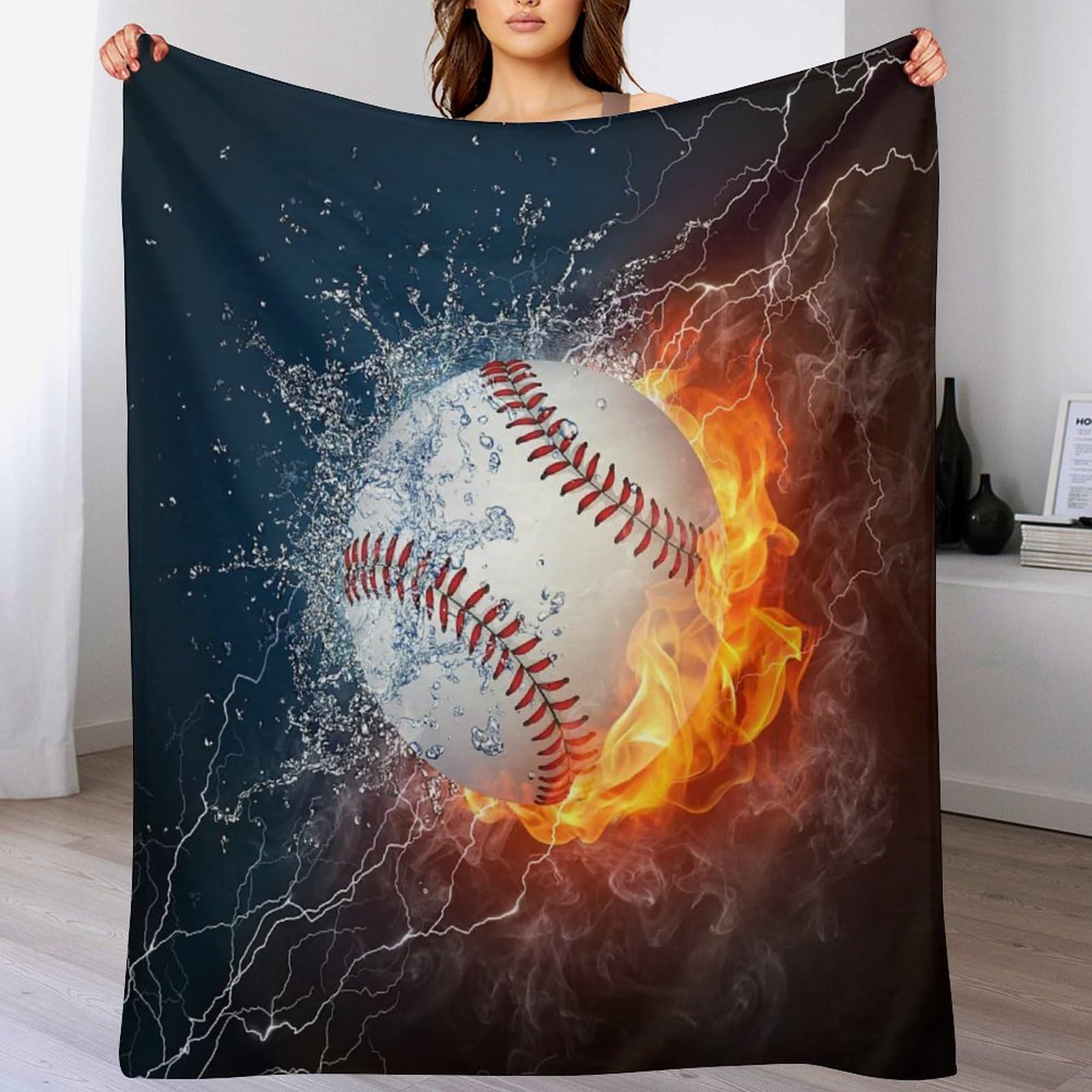 Manta de béisbol suave contra el frío del sofá para calentar el salón