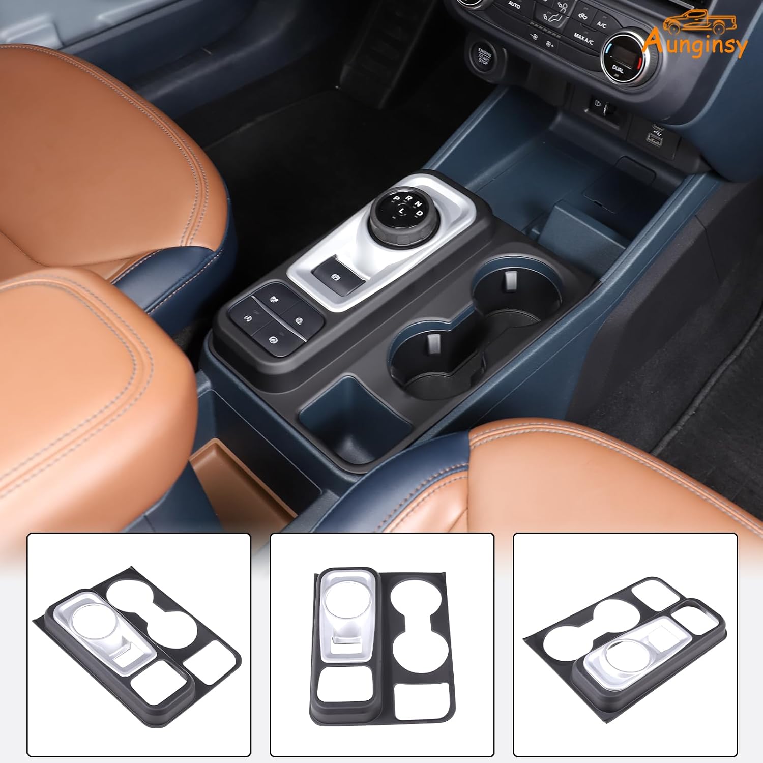 Aunginsy Central Control Gear Shift Box Panel Cover Trim Compatible Ford Maverick 2022 Gear Shift Panel Cover Car Gear Shift Knob Console Panel Trims Cup Holder Frame Interior Decoration Accessories