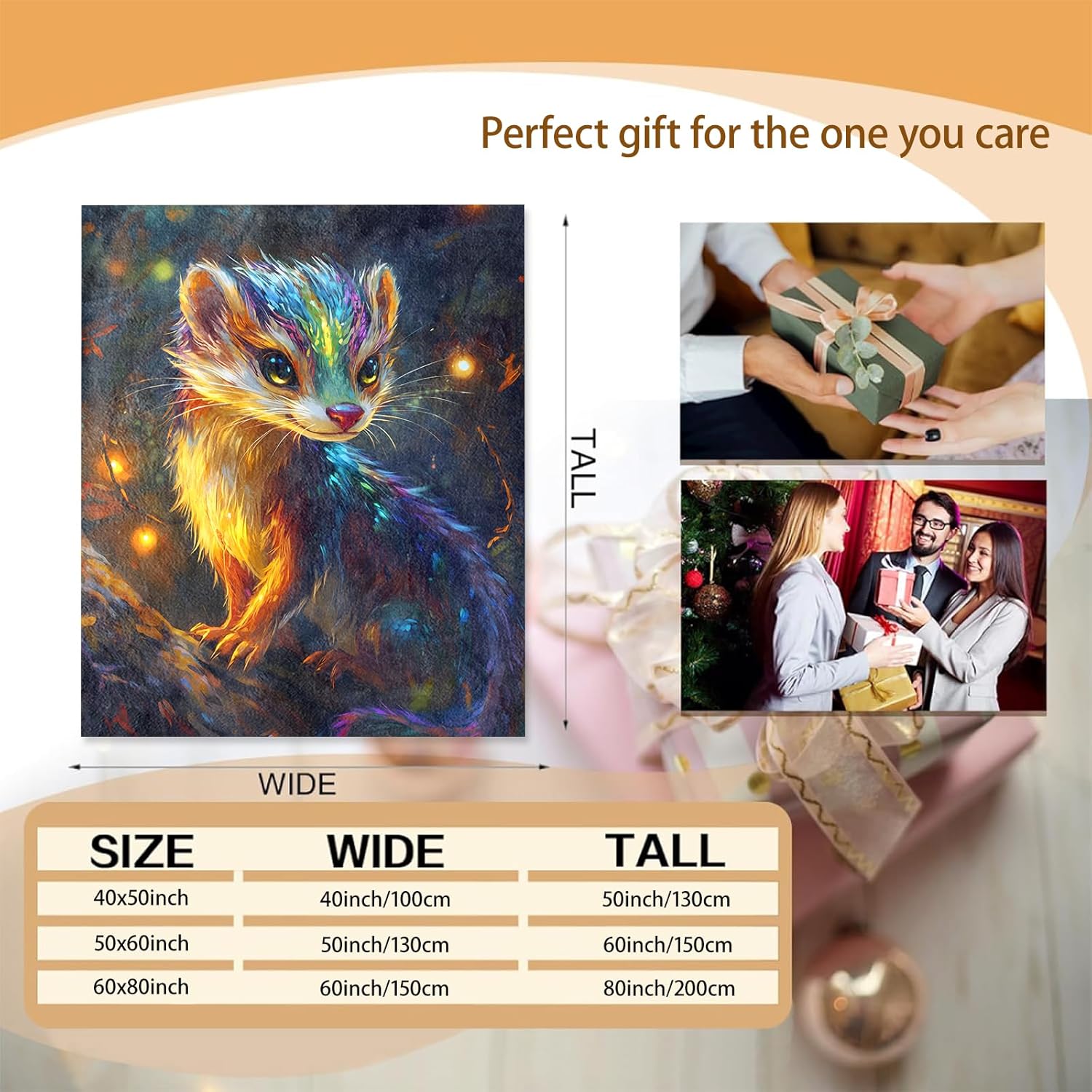 Vibrant Ferret Blanket, Flannel Gifts for Women, Soft Warm Lightweight for Living Room, Home, Sofa, Travel Decor 50" x 60" - Image 3