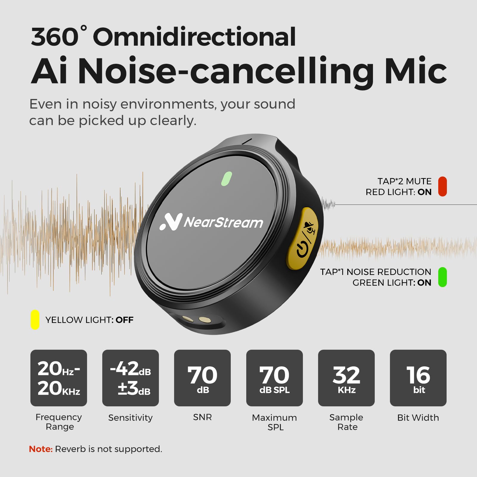 NearStream Wireless Lavalier Microphones for iphone/Android/PC,Lapel Portable Microphone with Intelligent Noise Cancellation,Clip on Microphone for Streaming/Video Recording/Vlog/Podcast(AWM25T) - Image 3