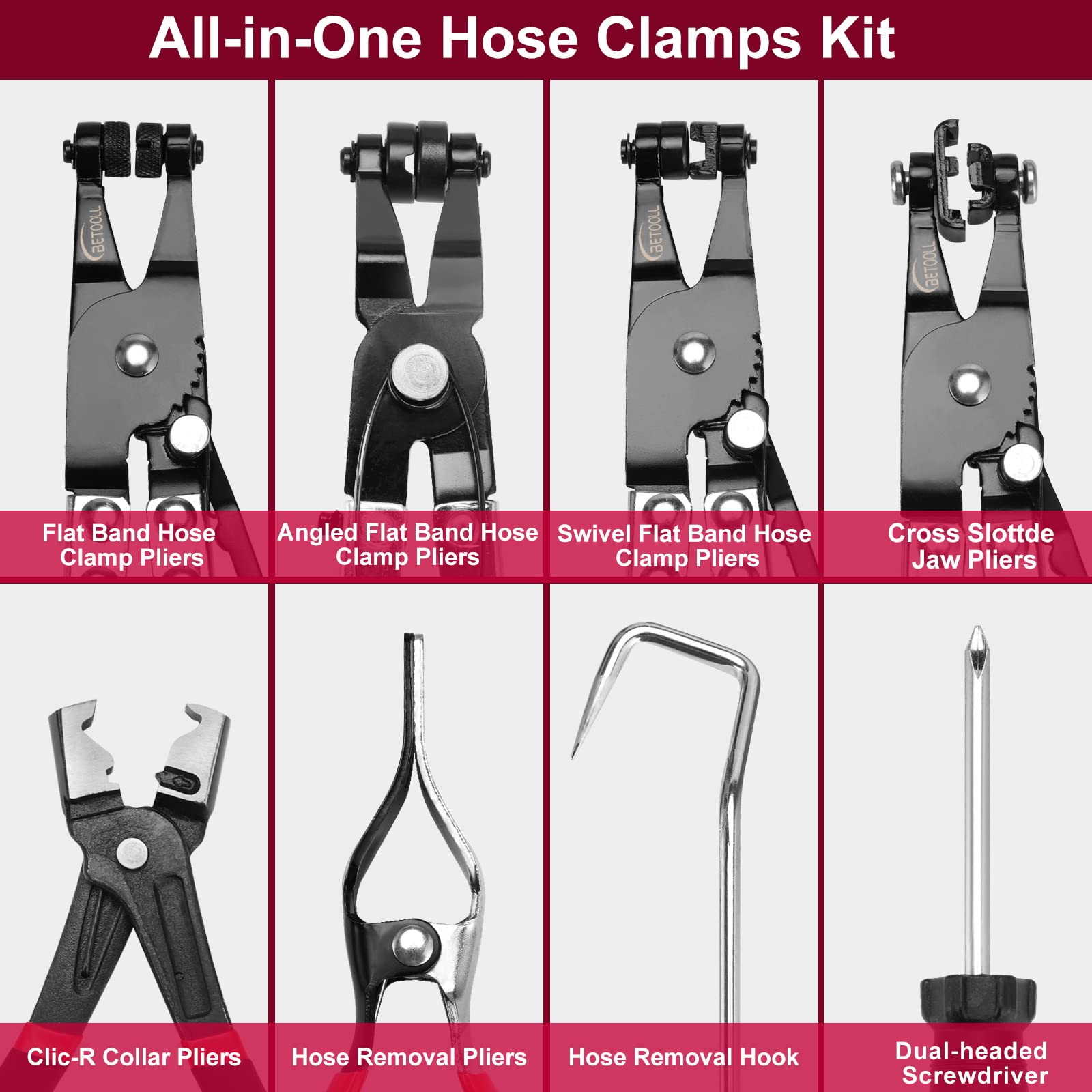 BETOOLL 9pc Hose Clamp Pliers