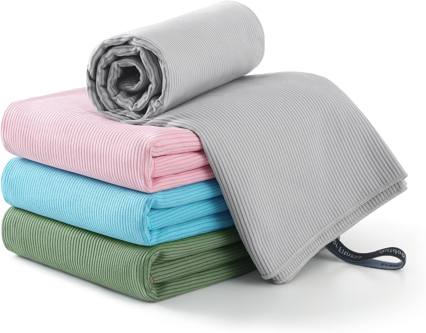 REDKISS 4 Pack Microfiber Beach Towels with Loop, 62x31 Inch Sand Free Quick Dry Camping Towels for Beach, Travel, Gym, Picnic-Multi Color