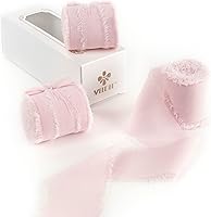 Vista 17 de MEEDEE Cinta de gasa taupe de 2 pulgadas, cintas deshilachadas con flecos, para manualidades, cintas de gasa de seda para envolver regalos