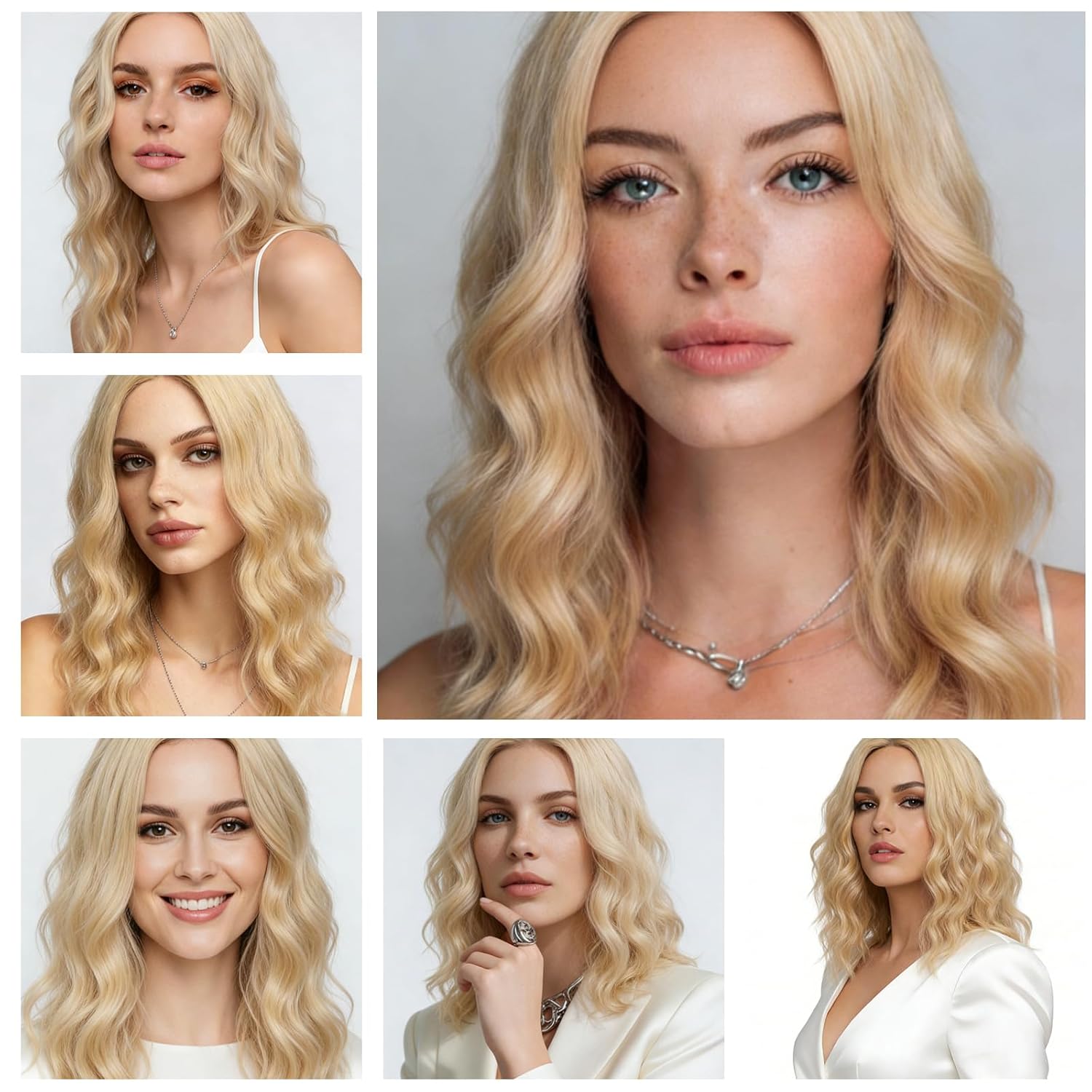 BUFASHION 18" Long Wavy Curly Golden Synthetic Wig for Women Girls Cosplay Wig Halloween Costume Wig with Wig Cap(Golden) - Image 2