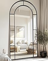 Vista 9 de Antok Espejo de longitud completa de 71 x 28 pulgadas, espejo de piso, espejo decorativo de ventana arqueada, decoración con marco de metal, espejos