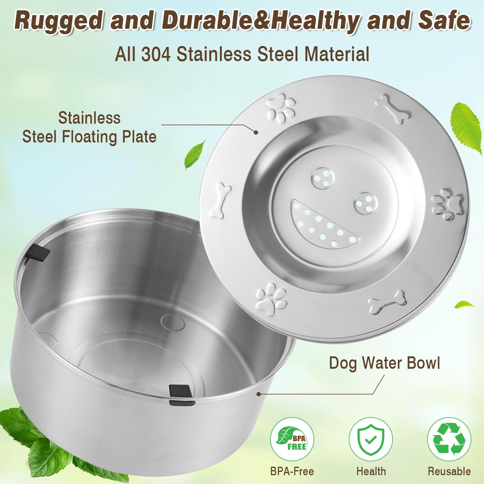 Ciotola Acqua Cane Antigoccia 3L In Acciaio Inox - Design Galleggiante Antispruzzi Per Viaggi E Casa - Foto 5