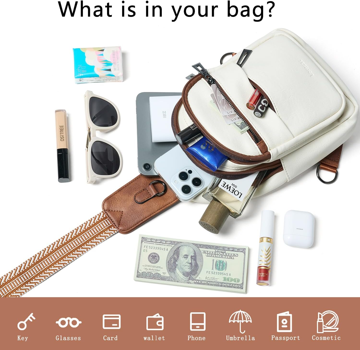 7L Sling Bag for Women Crossbody Bag Sling Purse Fanny Packs Vegan Leather Chest Bag Trendy Handbag Travel Anti Theft - Image 7