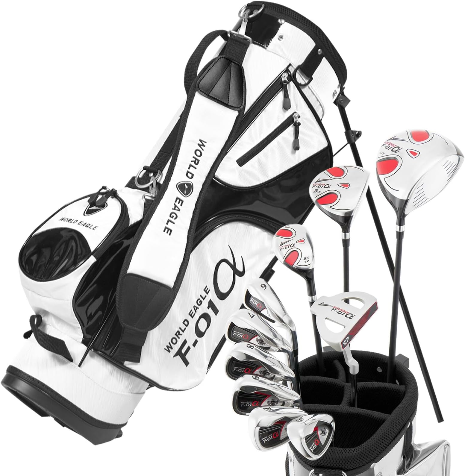 World Eagle F-01 Alfa Men's Complete Golf Set with White Bag Right Flex-s 14-piece