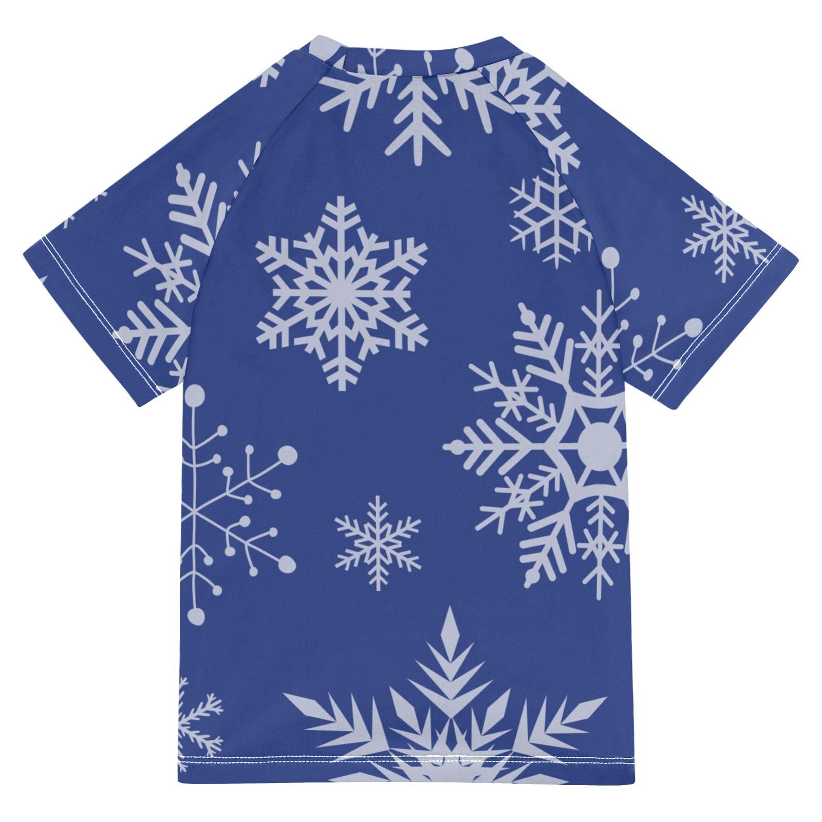Aflyko Christmas Boys' Swim Shirt Snowflake Blue Purples Rash Guard Beachwear Sun Protection Fishing Hiking Camping Surfing Swimming Toddler Infant Summer Daily T-Shirt, 4T