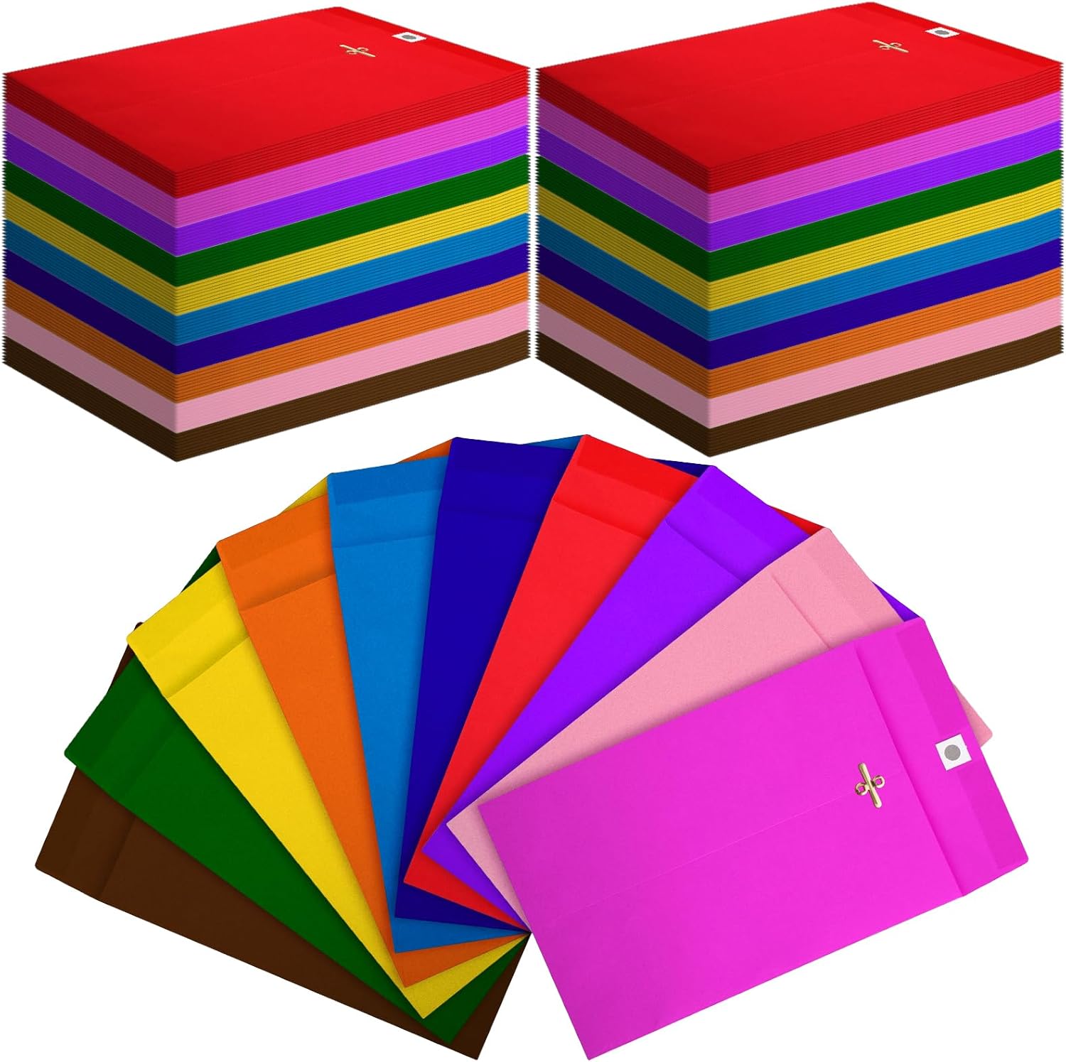 Colarr 300 Pcs 6x9 Clasp Envelopes 28lb Manilla Envelopes Heavy Duty Clasp and Gummed Closures Colored Kraft Catalog Envelopes for Office Business Home(Multicolor)