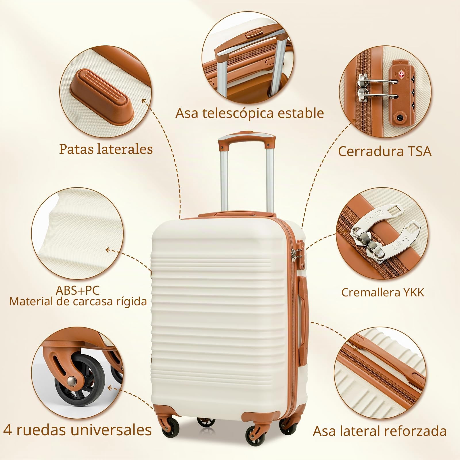 COOLIFE Juego Maletas 6 Piezas 16''20''24''28'',268L ABS+PC, Cerradura TSA | 4 Maletas, Bolsa de Viaje Expandible & Bolsa de Aseo – Ideal para Viajes en Familia, Vacaciones Largas & Solución Completa