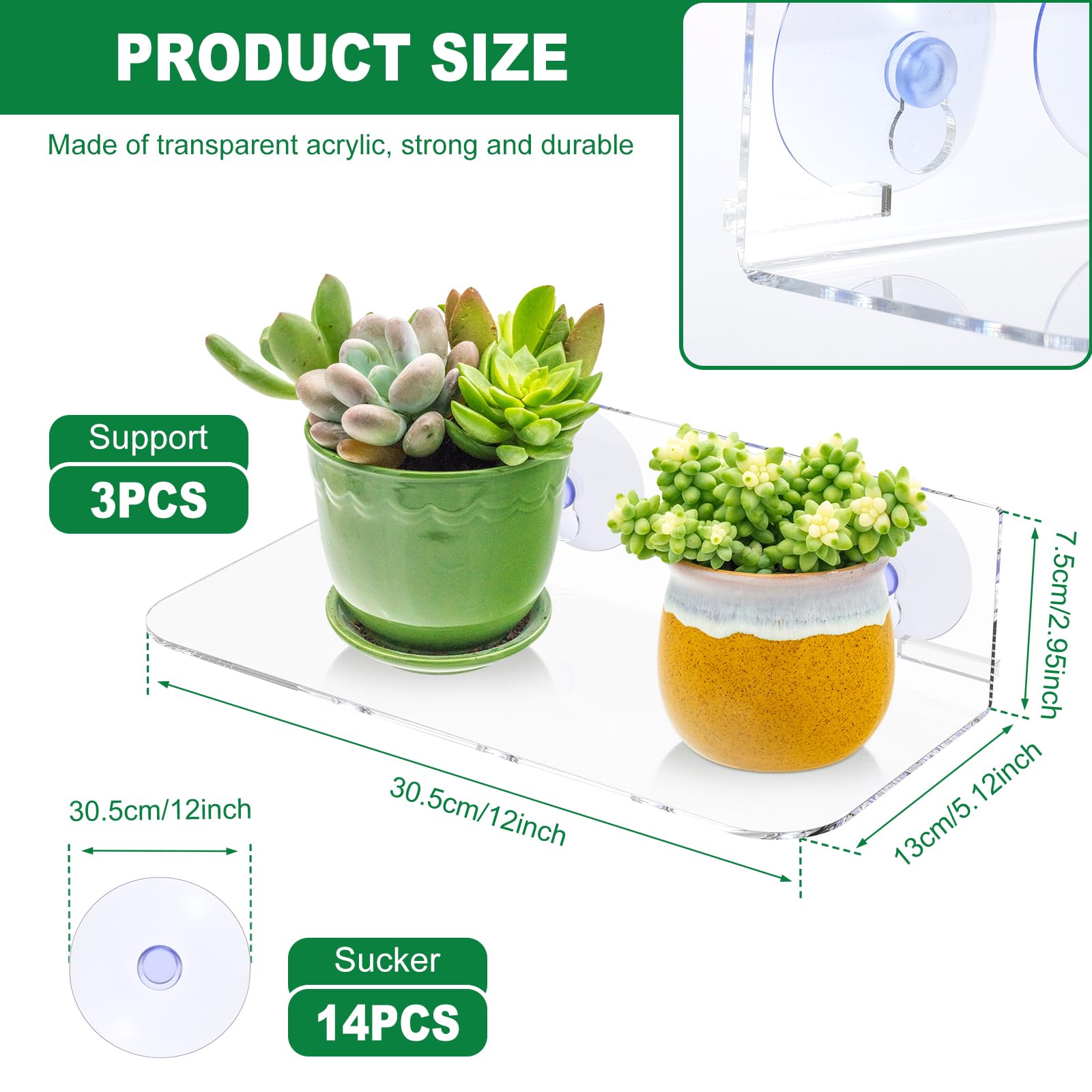 YLMFTNU 3pcs Hanging Clear Plant Shelves for Windows, Acrylic Suction Cup Window Shelves, Window Plants Shelves, Acrylic Window Plant Box, Succulents Flower Pot Holder for Indoor Window Glass Mirror