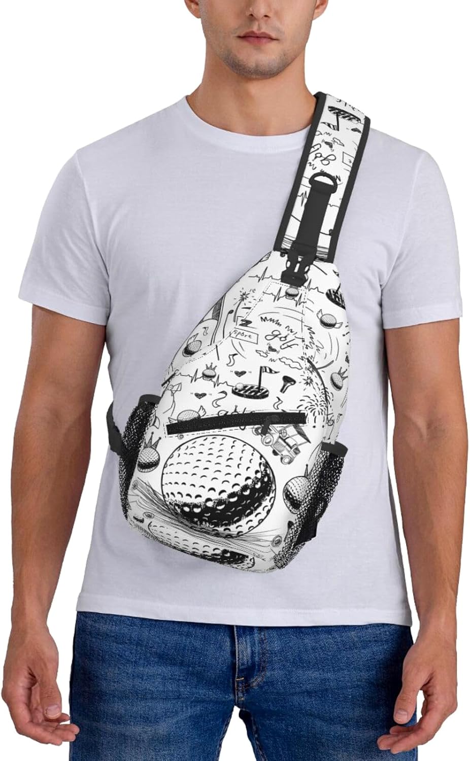 Golf Sling Bag Golf Balls Crossbody Backpack Sport Gym Chest Bags Hiking Travel Casual Daypack For Women Men Adults Gifts
