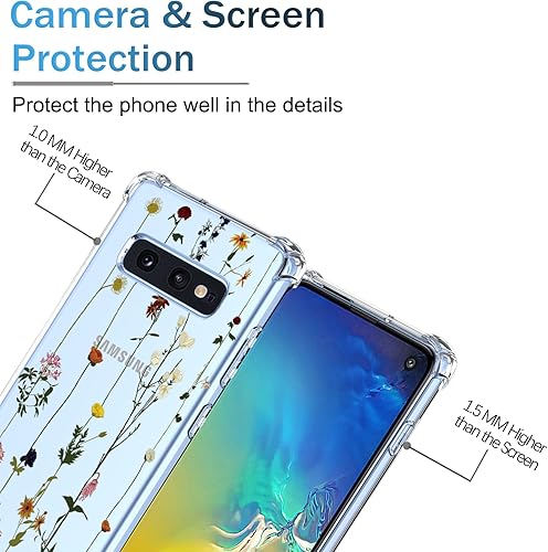 Miniatura 2 de OEURVQO Funda para Galaxy S10e Samsung S10e con patrón floral transparente de poliuretano termoplástico suave, a prueba de golpes, antiarañazos,