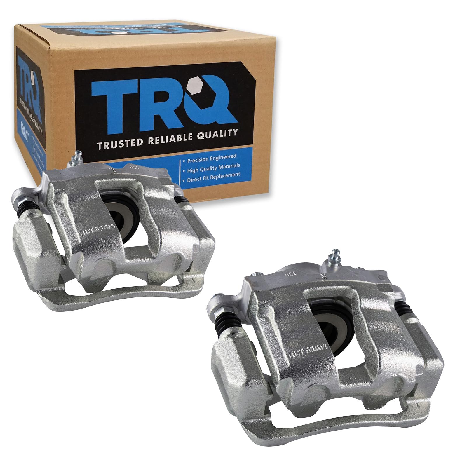 TRQ Front Brake Caliper Set Zinc Coated Brackets Compatible with 2011-2014 Hyundai Sonata