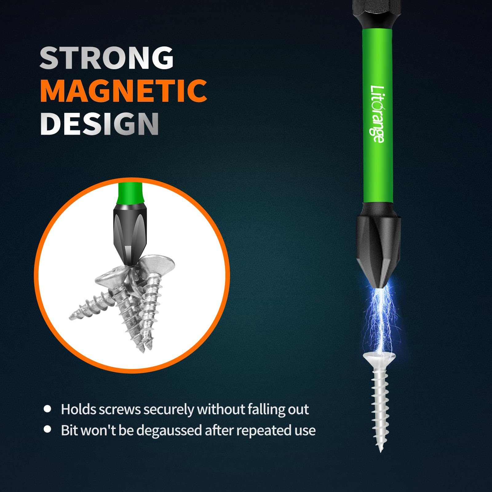 Litorange 13Pcs PH2 Magnetic Impact Driver Bits, Heavy Duty Screwdriver Bit Set 150mm 100mm 75mm 50mm 25mm - Image 4