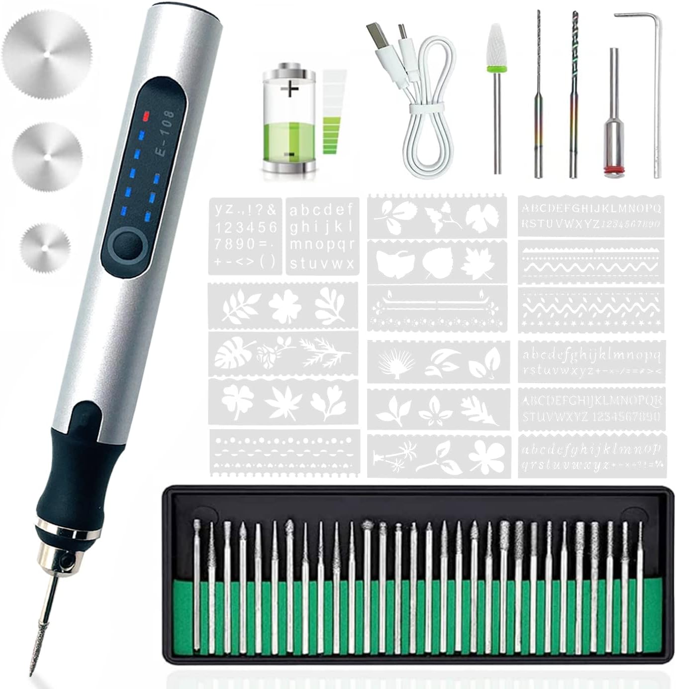 Electric Engraving Pen Kit, Engraving Tool Kit Cordless Carve Tool USB Rechargeable, DIY