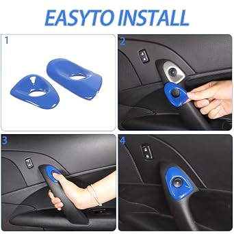 Car Door Switch Cover Trim Compatible with Chevy Corvette C6 2005-2013, Interior Door Release Bezel Switch Button Trim Accessories (Blue)