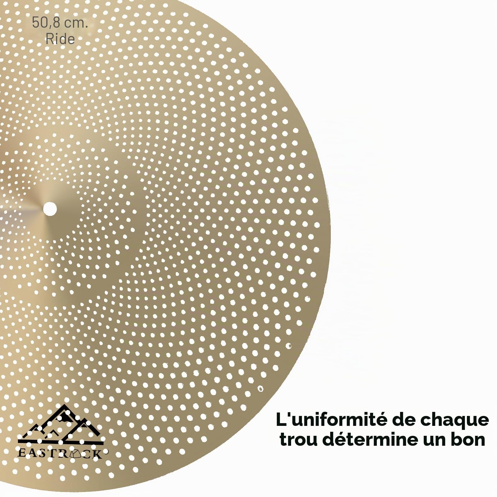 EASTROCK Ensemble de Cymbales à Faible Volume - Ensemble de 5 Pièces, Charleston 14 Pouces + Cymbales Crash 16 Pouces et 18 Pouces + Cymbale Ride 20 Pouces avec sac pour Cymbales et Feutres (Or)