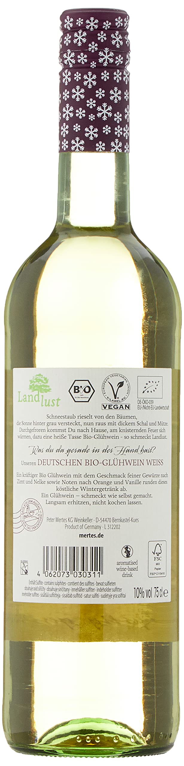 Landlust Deutscher Bio-Glühwein Weiß (6 x 0,75l) (Packung mit 2)
