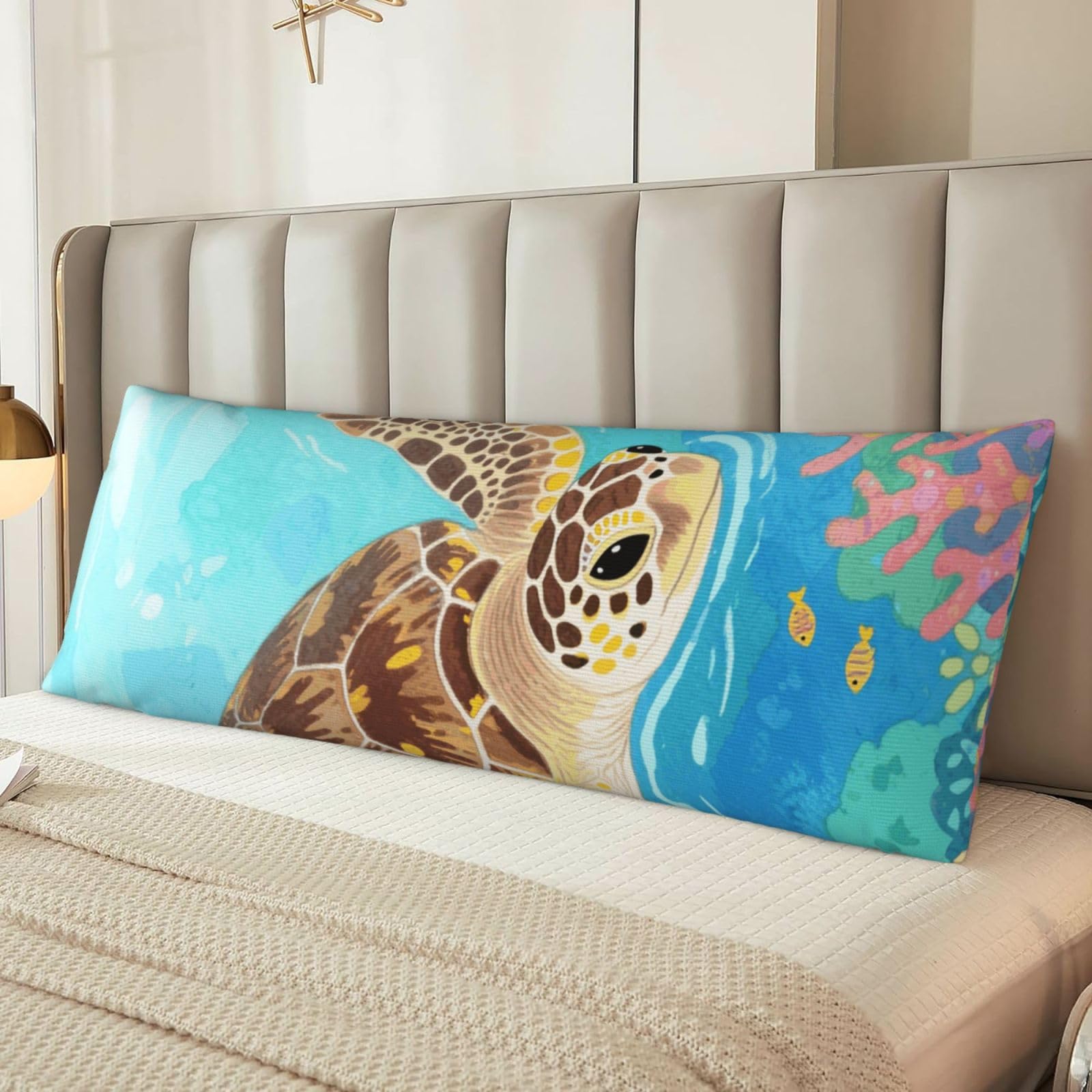 Watercolor Wild Turtle Body Pillow Cover with Hidden Zipper 54"X20",Ultra Soft Microfiber Long Pillow Case Decorative Bedding Pillowcase Cushion Cover Cases for Bedroom Couch Sofa,Home Gifts