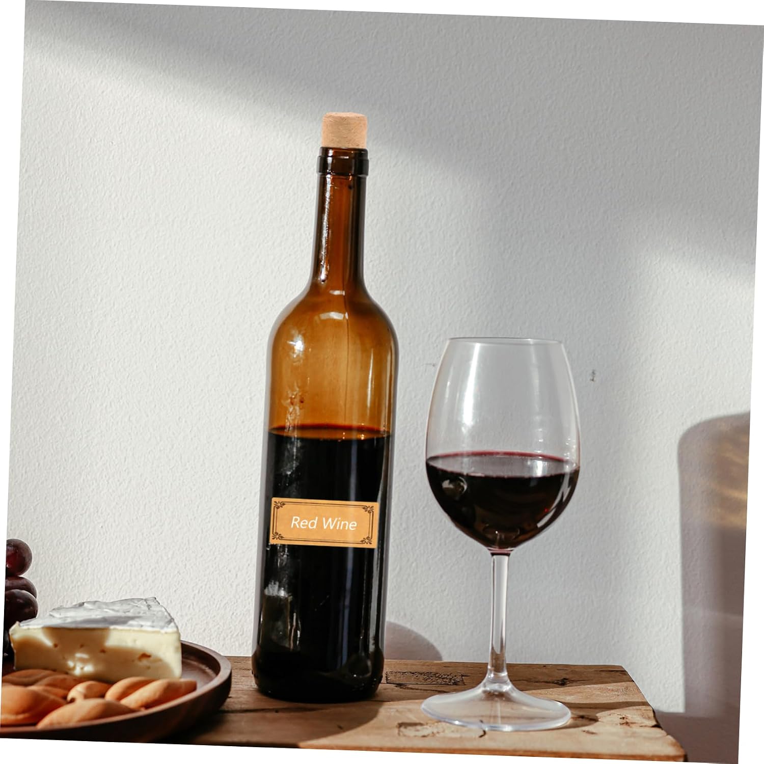 OUNONA Kraft Paper Wine Labels Set Writable Adhesive Tags for Bottles Blank Stickers for Wine Bottle Labeling for Parties and Events 12-Piece Kit