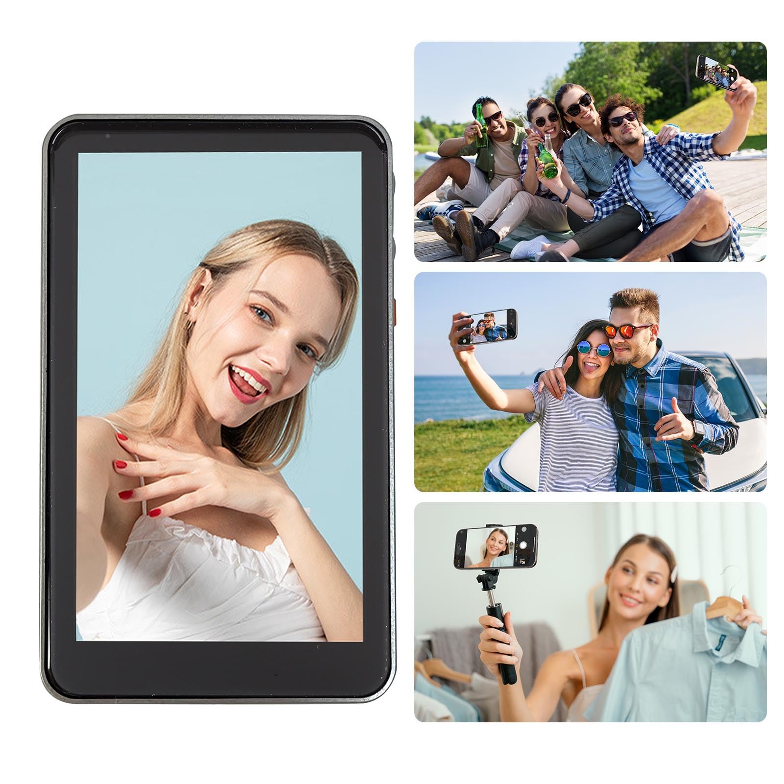 Pissente Teléfono Selfie Pantalla Control Remoto Bluetooth Magnético para Vlogging Transmisión en, Libera la Cámara Trasera, para Entusiastas de los Selfies, ABS, 4.07x2.46x0.48in (Gray)