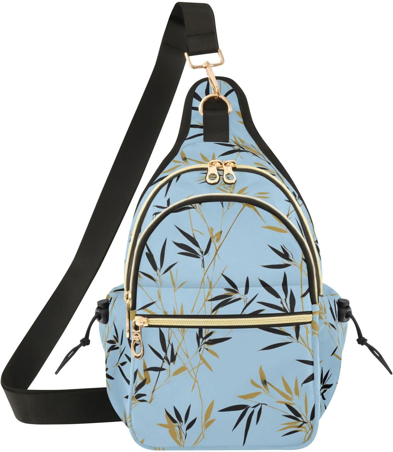 Womens Crossbody Bags Style bamboos Baby Blue Gold and Black