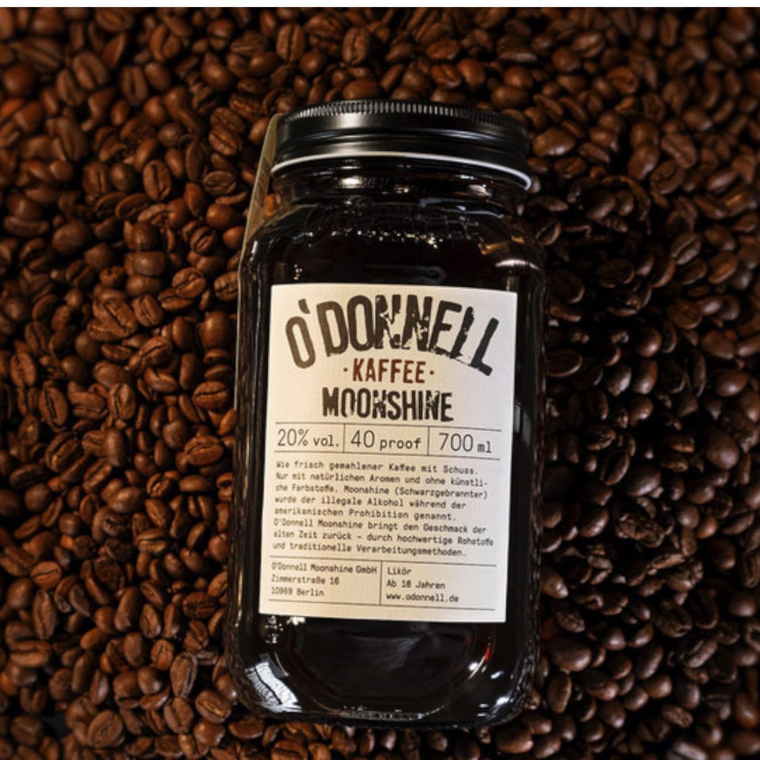 O'Donnell Moonshine Kaffee 700ml I Kaffee I Natürliche Zutaten I Premium Schnaps nach amerikanischer Tradition 20% Vol. Alkohol | Geschenkidee |