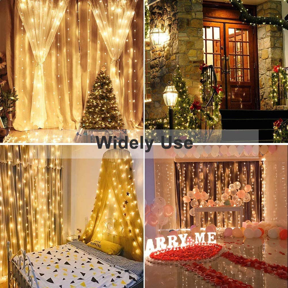 Lepro LE Tenda Luminosa 6 x 3 594 LED Bianco Caldo, Luci di Catena Stringa Impermeabile, 8 Modalità di Illuminazione, Luci Cascata per Natale, Decorazioni Interni ed Esterni, Matrimonio, Compleanno