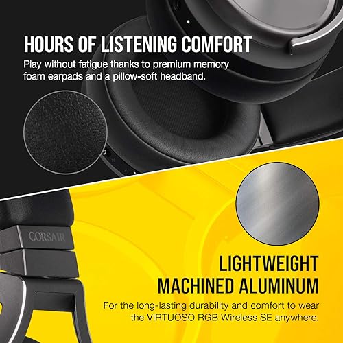 Miniatura 4 de Corsair CA-9011180-NA Virtuoso RGB - Auriculares inalámbricos para juegos - Sonido envolvente 7.1 de alta fidelidad con micrófono de calidad de