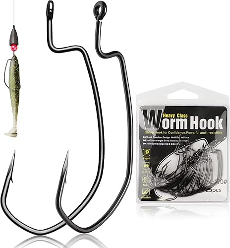 Dovesun EWG - Ganchos de gusano compensados de Texas Rig Hooks Bass Hooks 100 unidades50 ganchos de pesca para agua dulce y salada 1 # 10 20 30 40