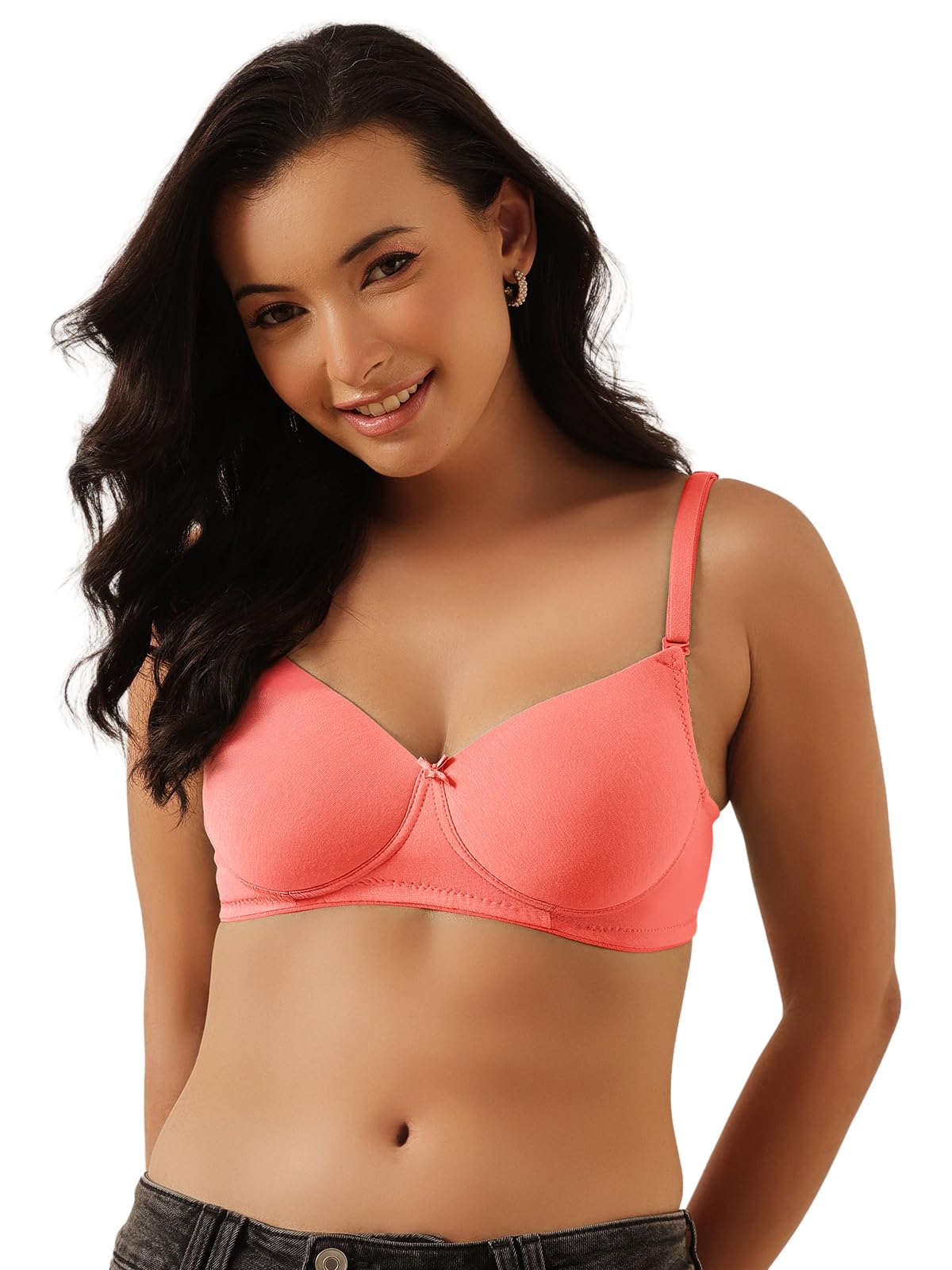 clovia Women's Cotton Padded Non-Wired Demi Cup Multiway T-Shirt Bra-picture-33