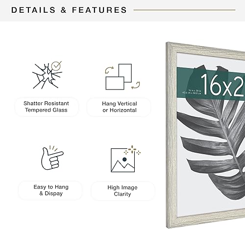 Vista 613 de MCS Studio Gallery Marco para póster de 16 x 24 pulgadas, imitación de veta de madera de color negro, colgar en horizontal o vertical, grande