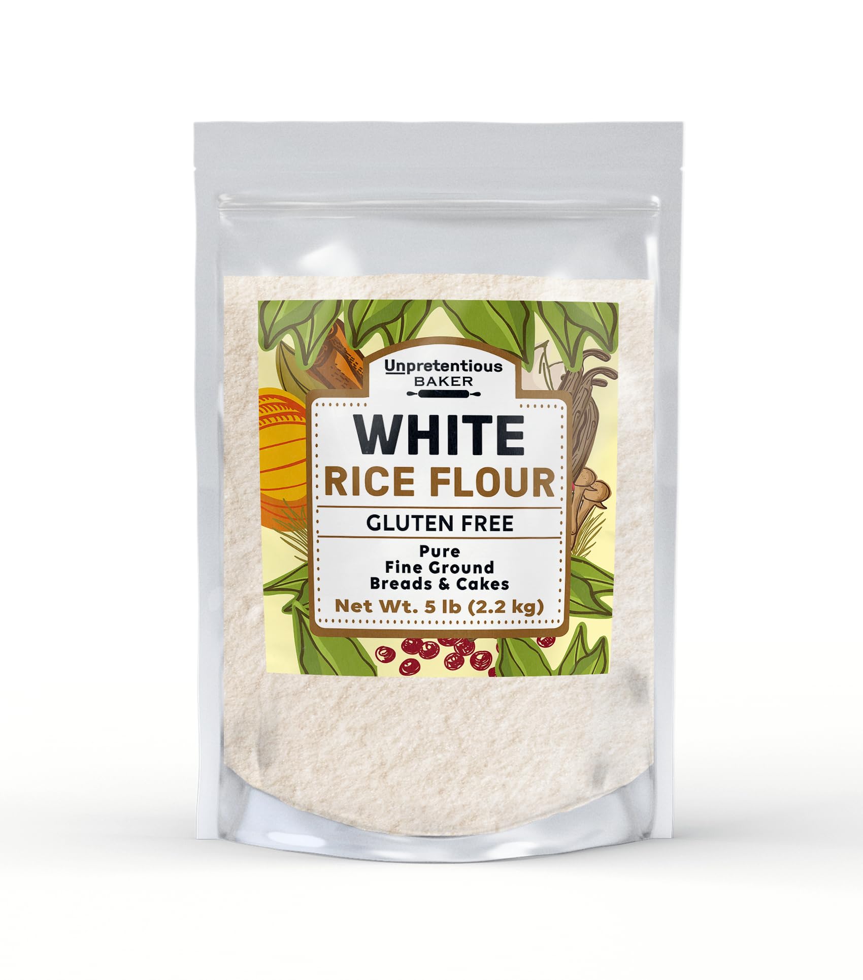 Unpretentious White Rice Flour, 5 lb, Cookies, Cakes, Muffins and Breads