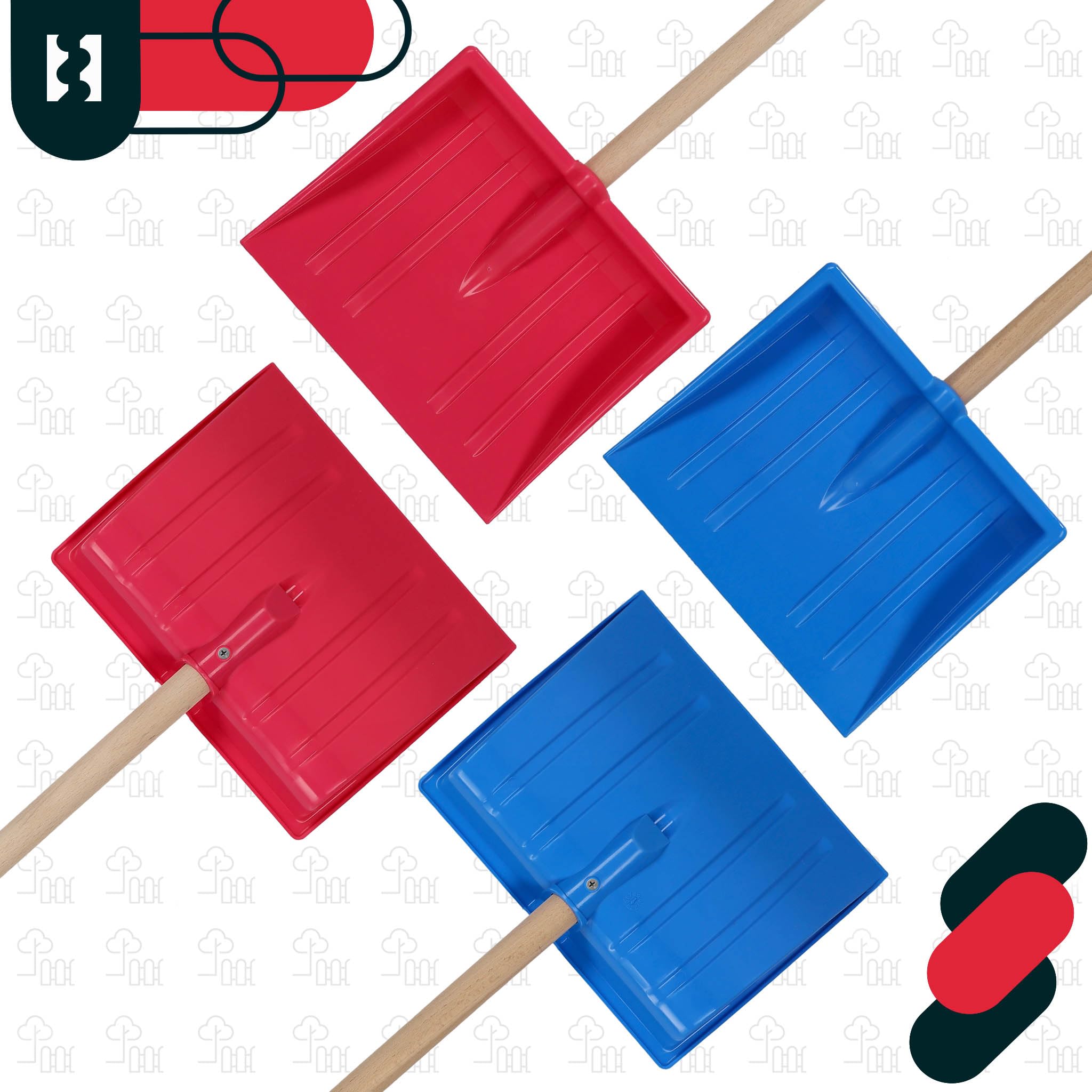 KOTARBAU® 2 pezzi Pala da Neve per Bambini - Plastica - 25x20 cm - Rosa & Blu - Badile con Manico Legno - Paletta Neve Bambini - Mini Pala - per Giocare All'Aperto