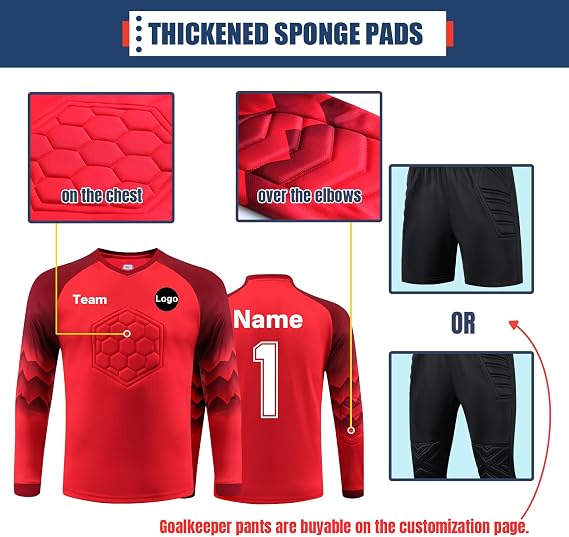 Custom Goalkeeper Kit for Kids Youth Adult Men Women Personalised Football Goalie Shirt with Name Number Team Logo