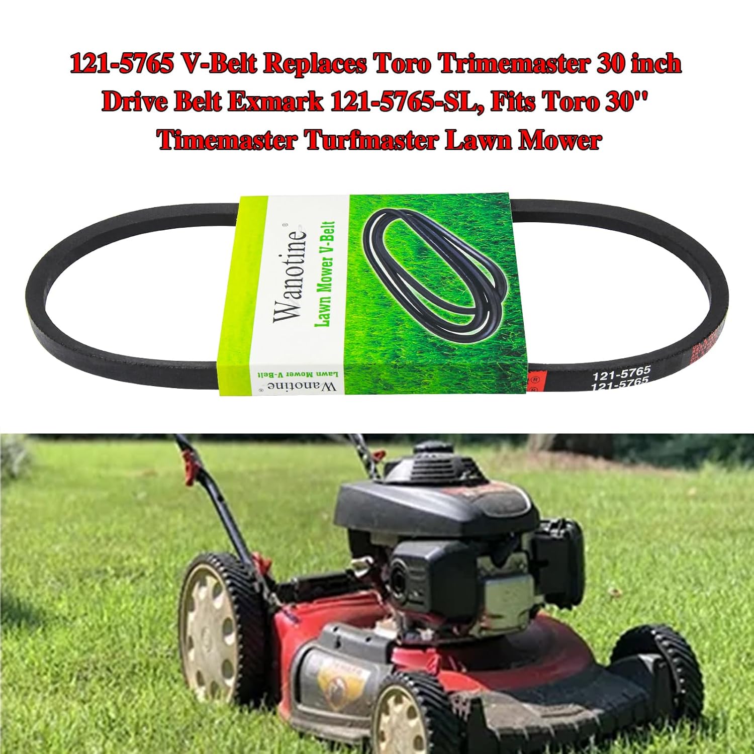 121-5765 V-Belt Replaces Toro Trimemaster 30 inch Drive Belt Exmark 121-5765-SL, Fits Toro 30'' Timemaster Turfmaster Lawn Mower 20199 20200 20975 20976 20977 20978 21199 (1/2" x 30")