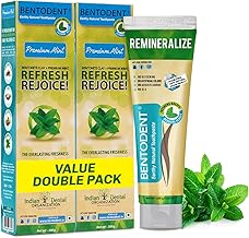 Bentodent Natural Toothpaste for Entire Family Incl Kids| SLS & Fluoride-Free Toothpaste, | Herbal Whitening & Daily Oral Detox | Mint Freshness,Cleanse, Remineralize (Mint Pack of 2, Qty 200g)