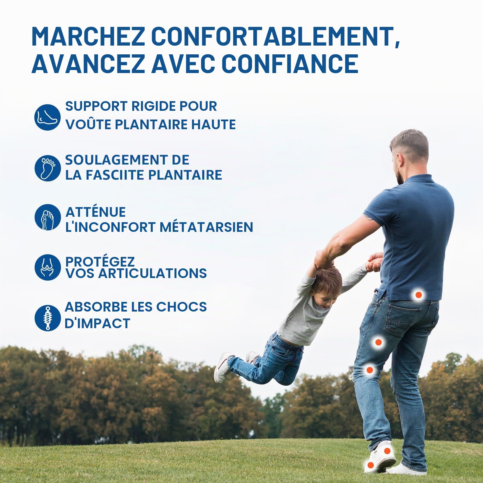 Semelles Orthopédiques avec Coussinet Métatarsien pour Métatarsalgie – Semelles pour Fasciite Plantaire avec Soutien de la Voûte, Amorti Talon et Avant-pied, Douleurs aux Pieds-Femme & Homme 42-44(M)