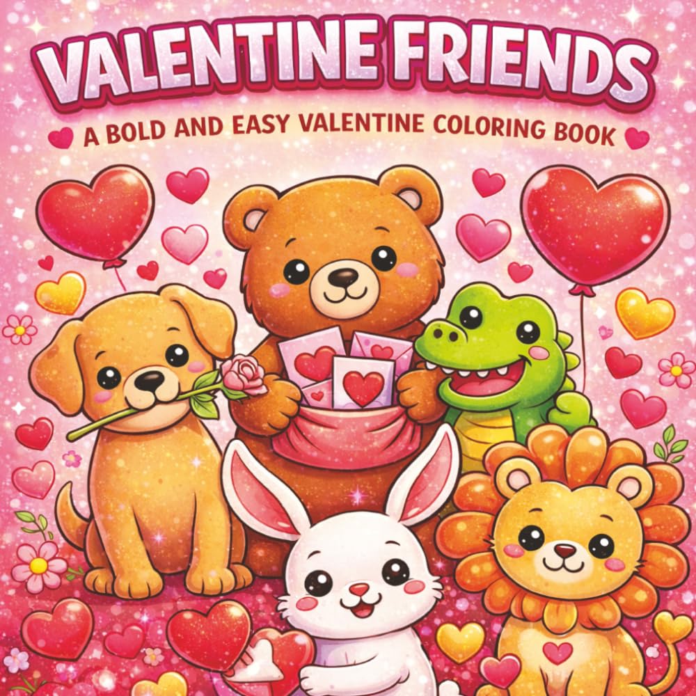 Valentine Friends: A Bold and Easy Valentine Coloring Book: Big, Friendly Designs Made for Easy Fun (Ultimate Bold and Easy Coloring Books)