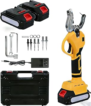 Cordless Ear Tag Applicator with Counter, Electric Ear Tag Applicator with 2 Batteries, Automatic Animal Tagger for Cattle Pigs Sheep, Heavy Duty Farm Husbandry Equipment Yellow